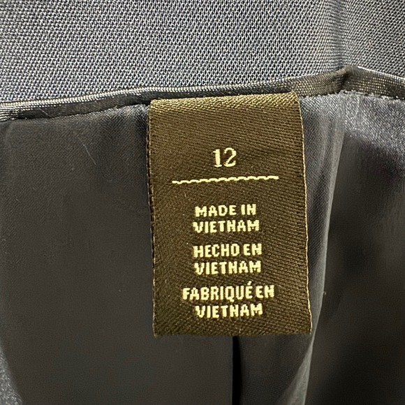 White House Black Market Women Navy Blue Sleeveless Open Tuxedo Lined Vest Sz 12 - Picture 9 of 14